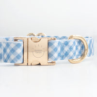 Malibu Blue Gingham Waterproof Dog Collar | Light Blue Quick Release Collar | Available in 3 Sizes | Durable Dog Collars | Shop Sunny Tails