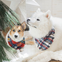 Holiday Cheer Flannel Frayed Dog Bandana | Tartan Red Plaid Christmas Flannel | Shop Sunny Tails