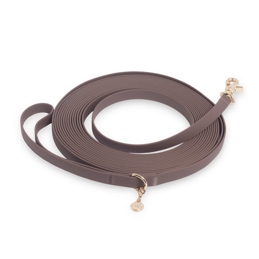 Espresso Brown Waterproof Cloud 30 Ft Dog Leash | Lightweight PVC Long Leash | Odor Proof, Stink Proof, and Durable Dog Lead | Available in 3 Lengths 