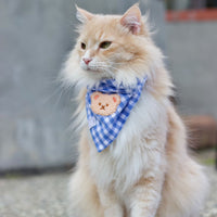 Periwinkle Blue Gingham Teddy Bear Dog Bandana