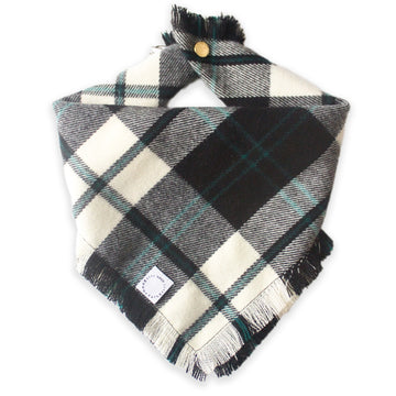 Black and White Flannel Frayed Dog Bandana | Black and White Buffalo Plaid Flannel | Shop Sunny Tails