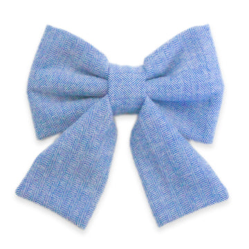 Blue Herringbone Flannel Dog Sailor Bow | Spring Dog Sailor Bow | Shop Sunny Tails