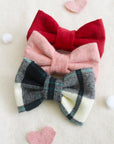 Pink Herringbone Flannel Dog Bow Tie - SUNNY TAILS