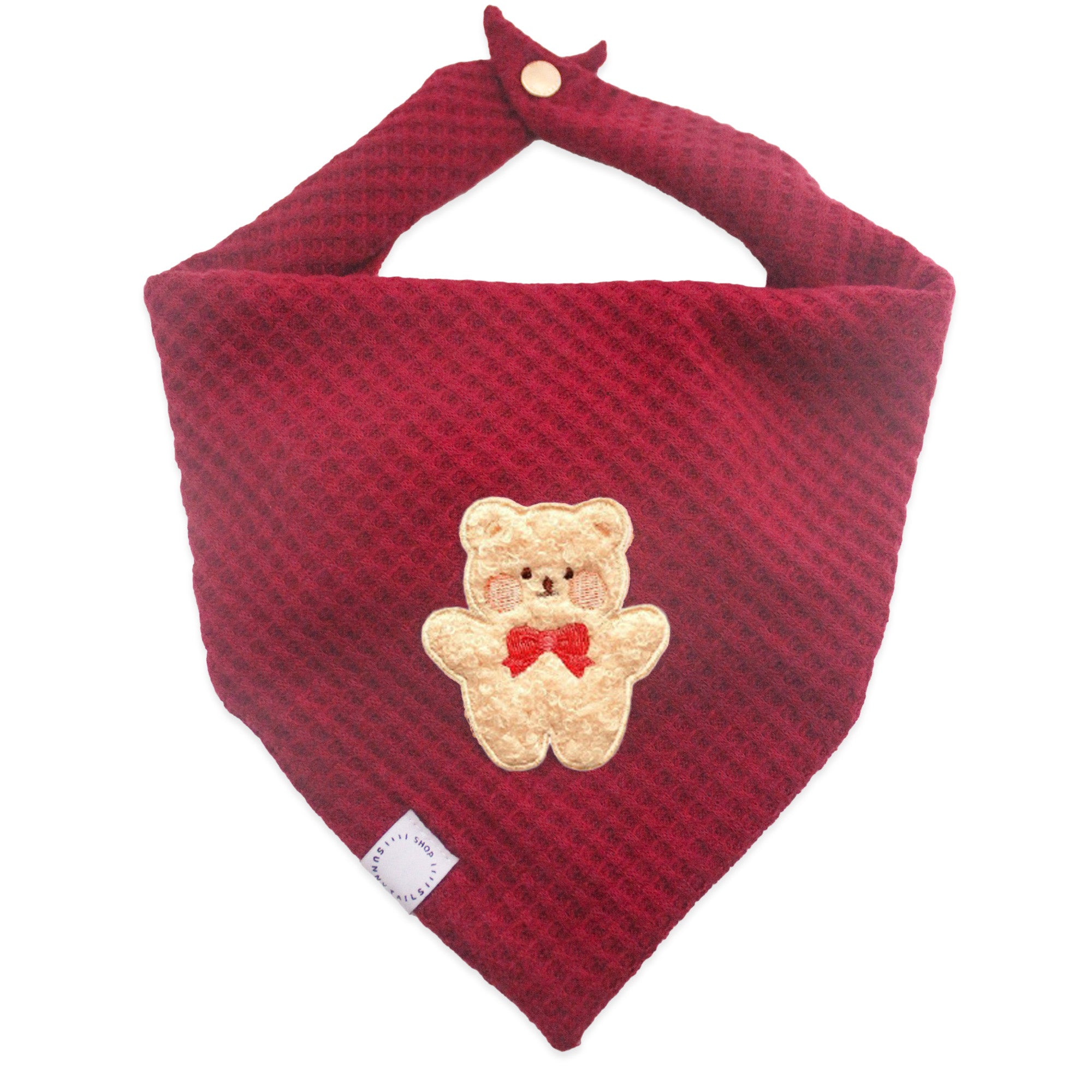 Sweater Knit Teddy Dog Bandana - Burgundy - SUNNY TAILS