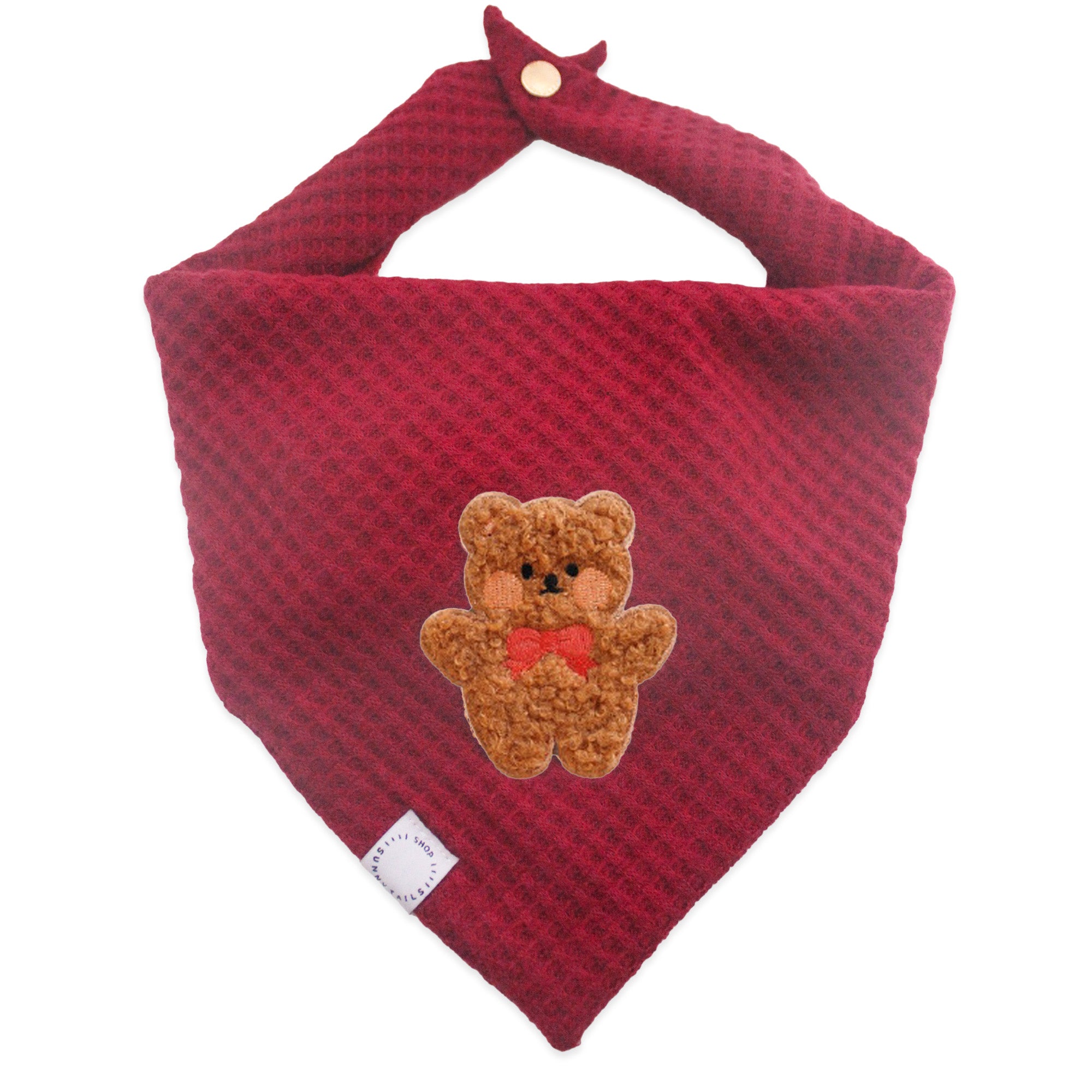 Sweater Knit Teddy Dog Bandana - Burgundy - SUNNY TAILS