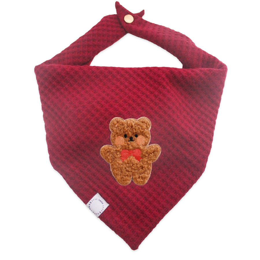 Sweater Knit Teddy Dog Bandana - Burgundy