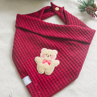 Sweater Knit Teddy Dog Bandana - Burgundy