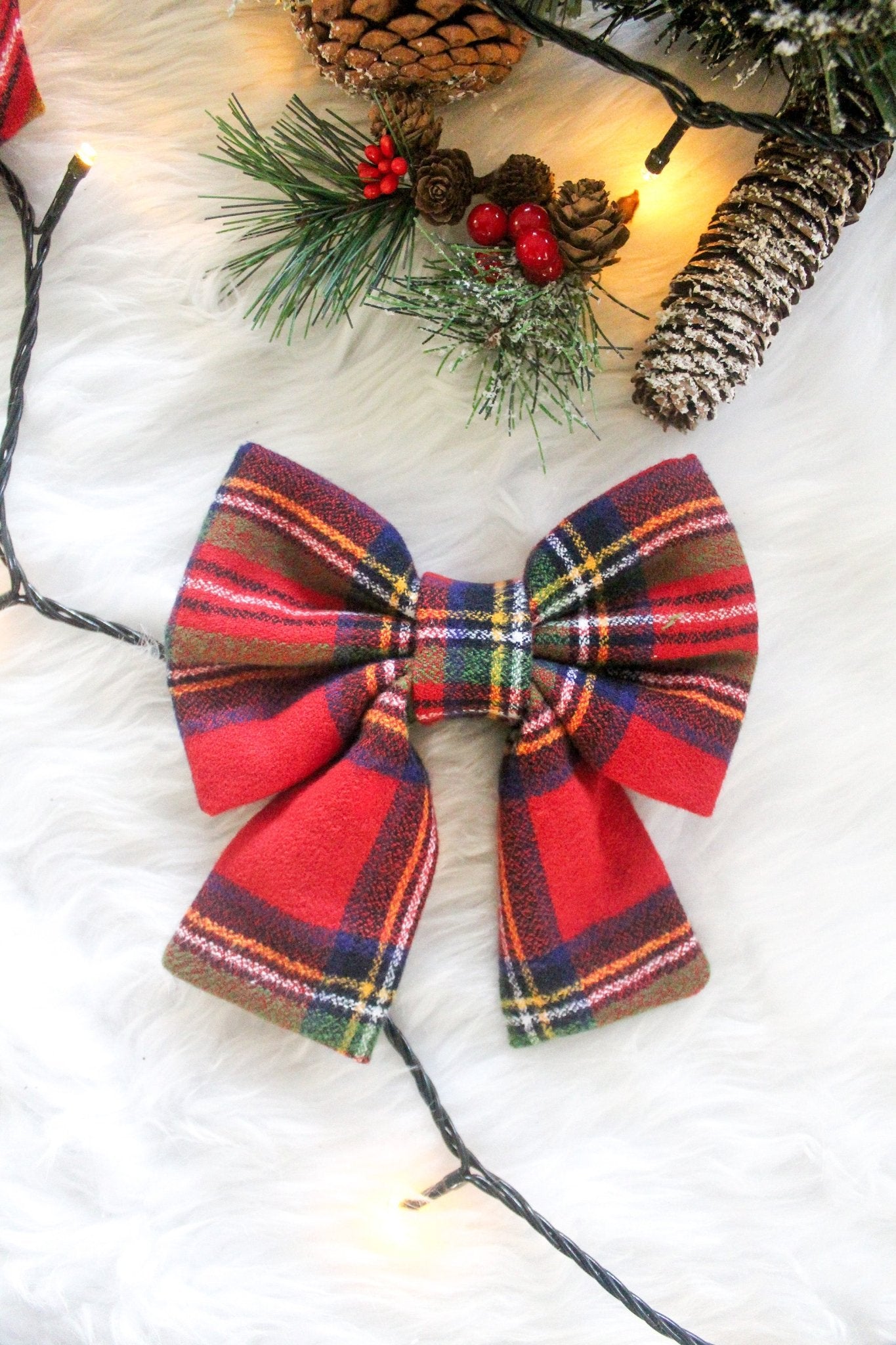 Christmas Plaid Flannel Dog Sailor Bow - SUNNY TAILS