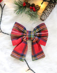Christmas Plaid Flannel Dog Sailor Bow - SUNNY TAILS