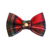 Christmas Flannel Dog Bow Tie  | Snap Over Collar Bow Tie | Shop Sunny Tails