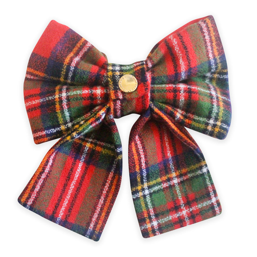 Christmas Plaid Flannel Dog Sailor Bow | Holiday Dog Sailor Bow | Shop Sunny Tails