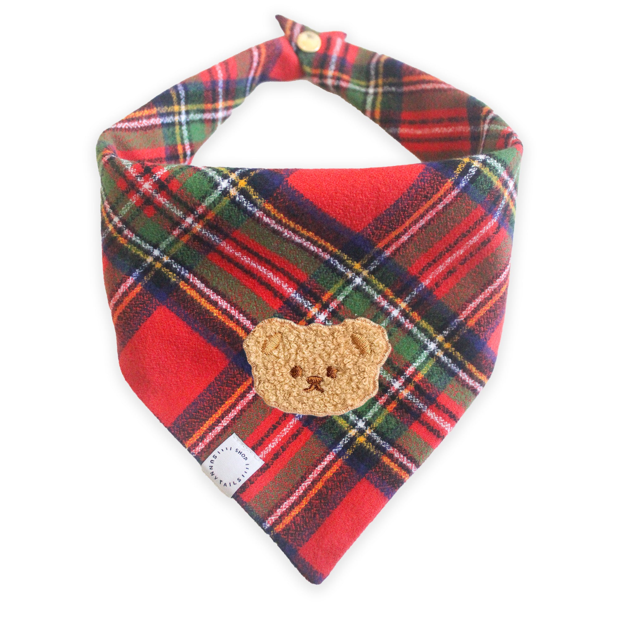 Christmas Flannel Teddy Bear Dog Bandana - SUNNY TAILS