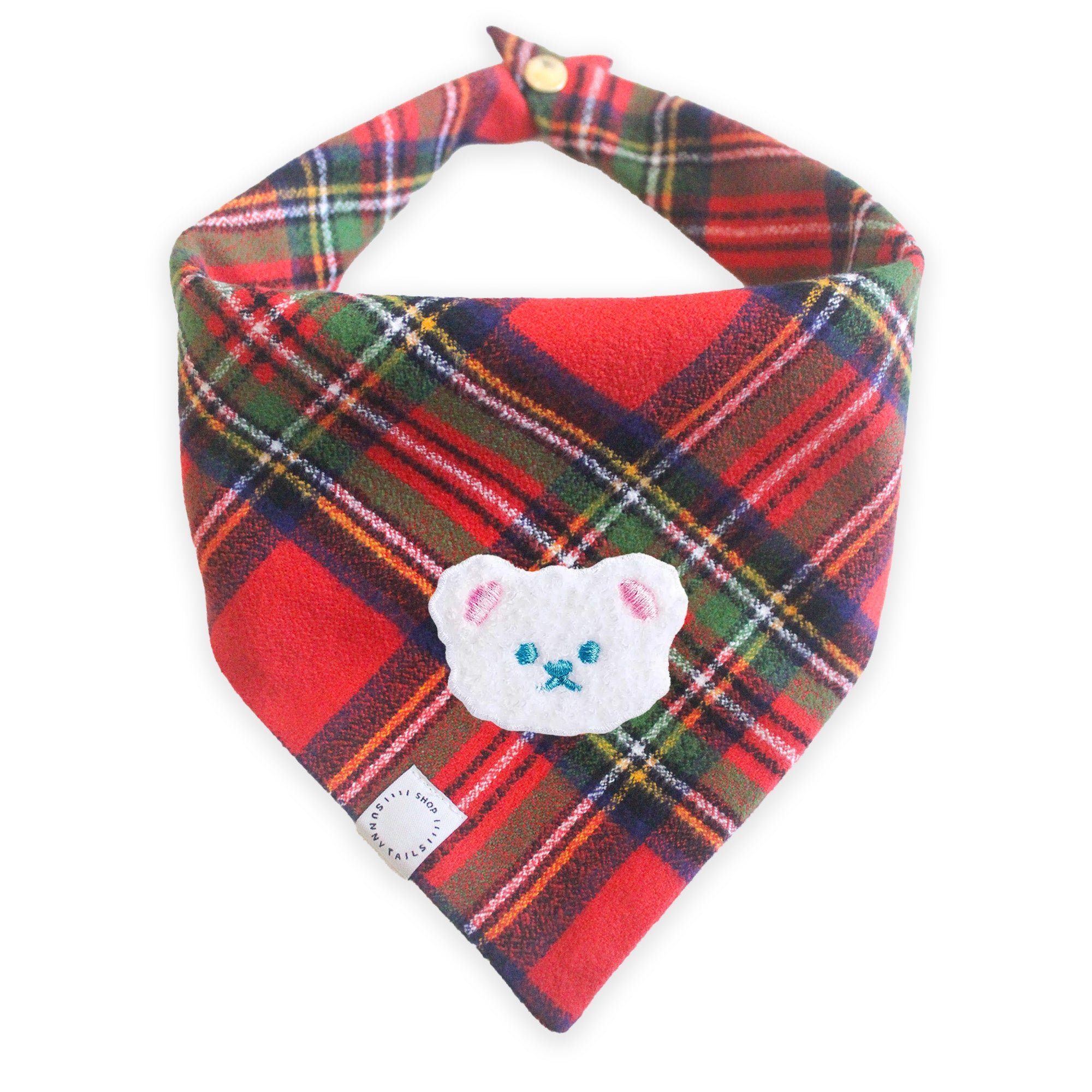 Christmas Flannel Teddy Bear Dog Bandana - SUNNY TAILS