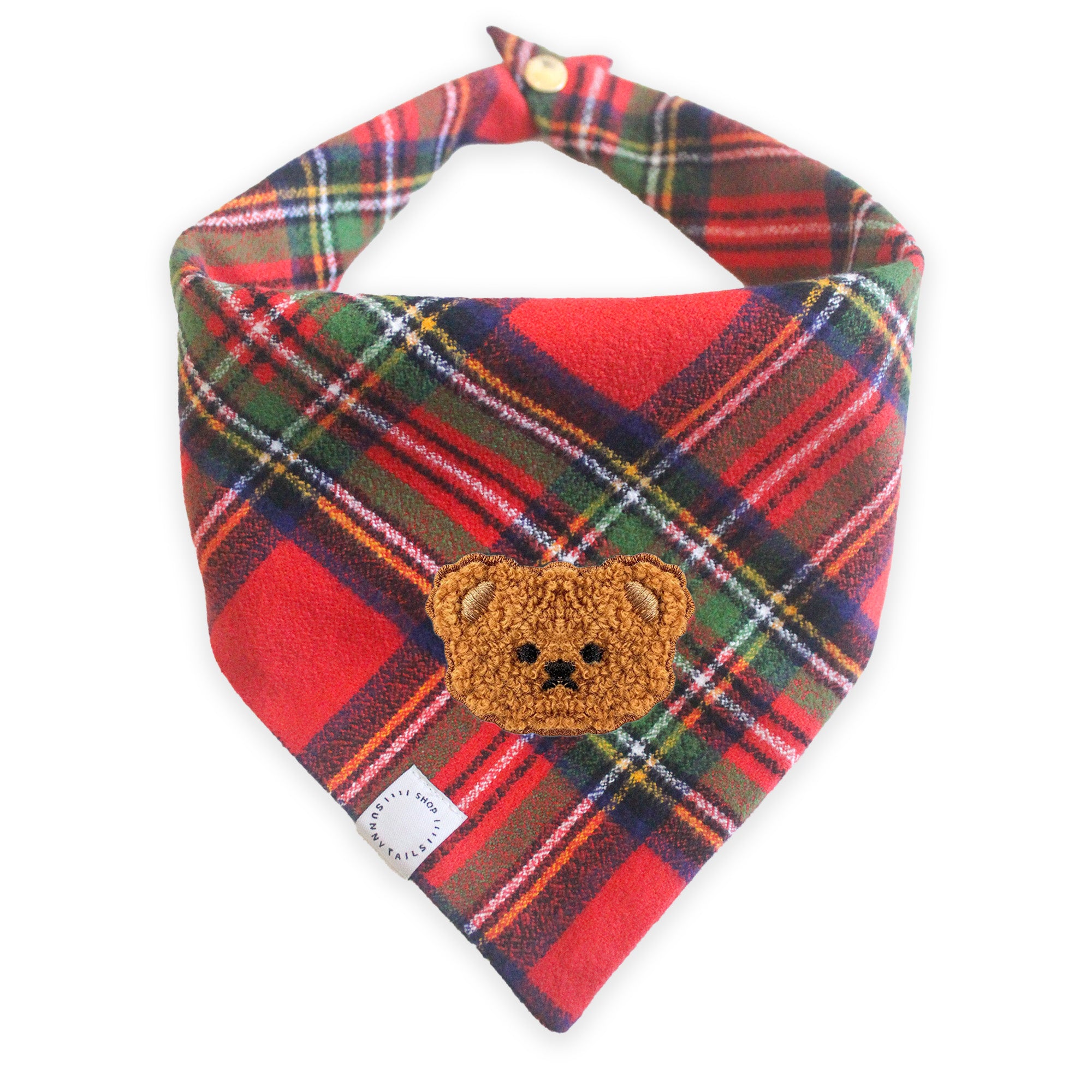 Christmas Flannel Teddy Bear Dog Bandana - SUNNY TAILS