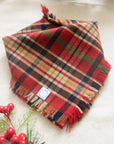 Cocoa Plaid Flannel Frayed Dog Bandana