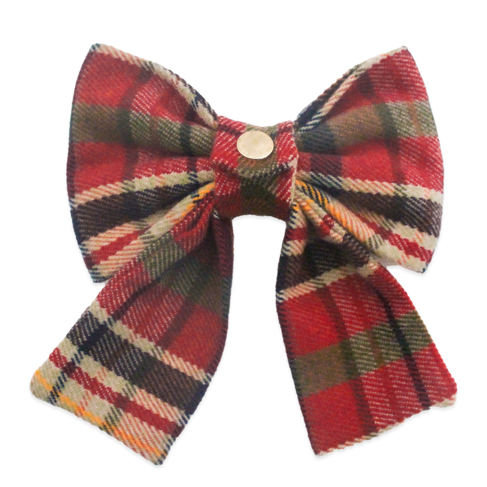 Cocoa Plaid Flannel Dog Sailor Bow - SUNNY TAILS