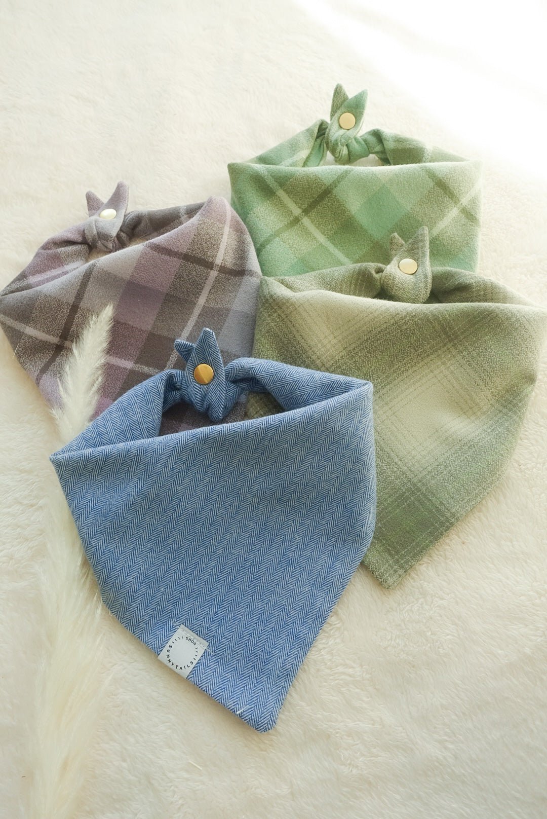 Sage Plaid Flannel Dog Bandana - SUNNY TAILS