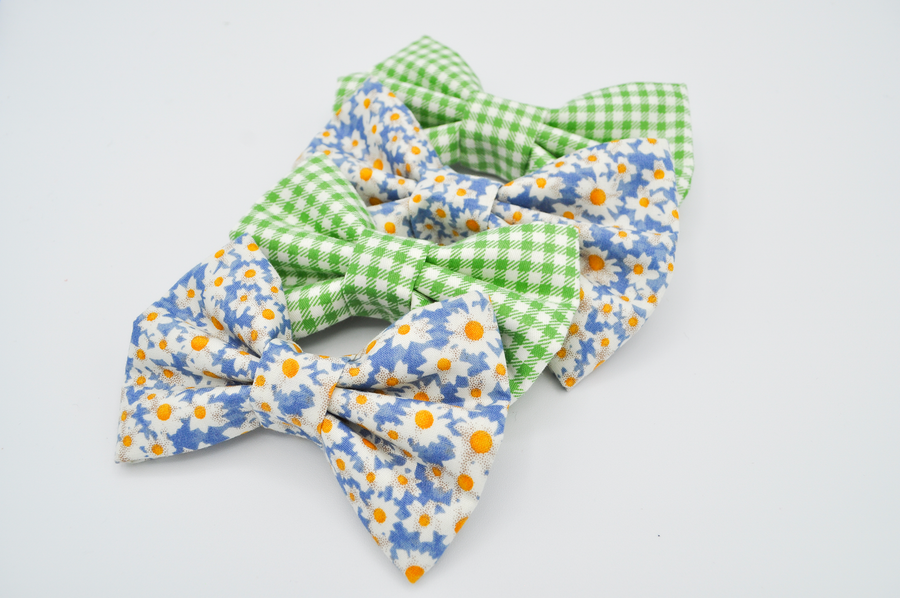 Green Gingham Dog Bow Tie | Snap Over Collar Dog Bow Tie | Shop Sunny Tails