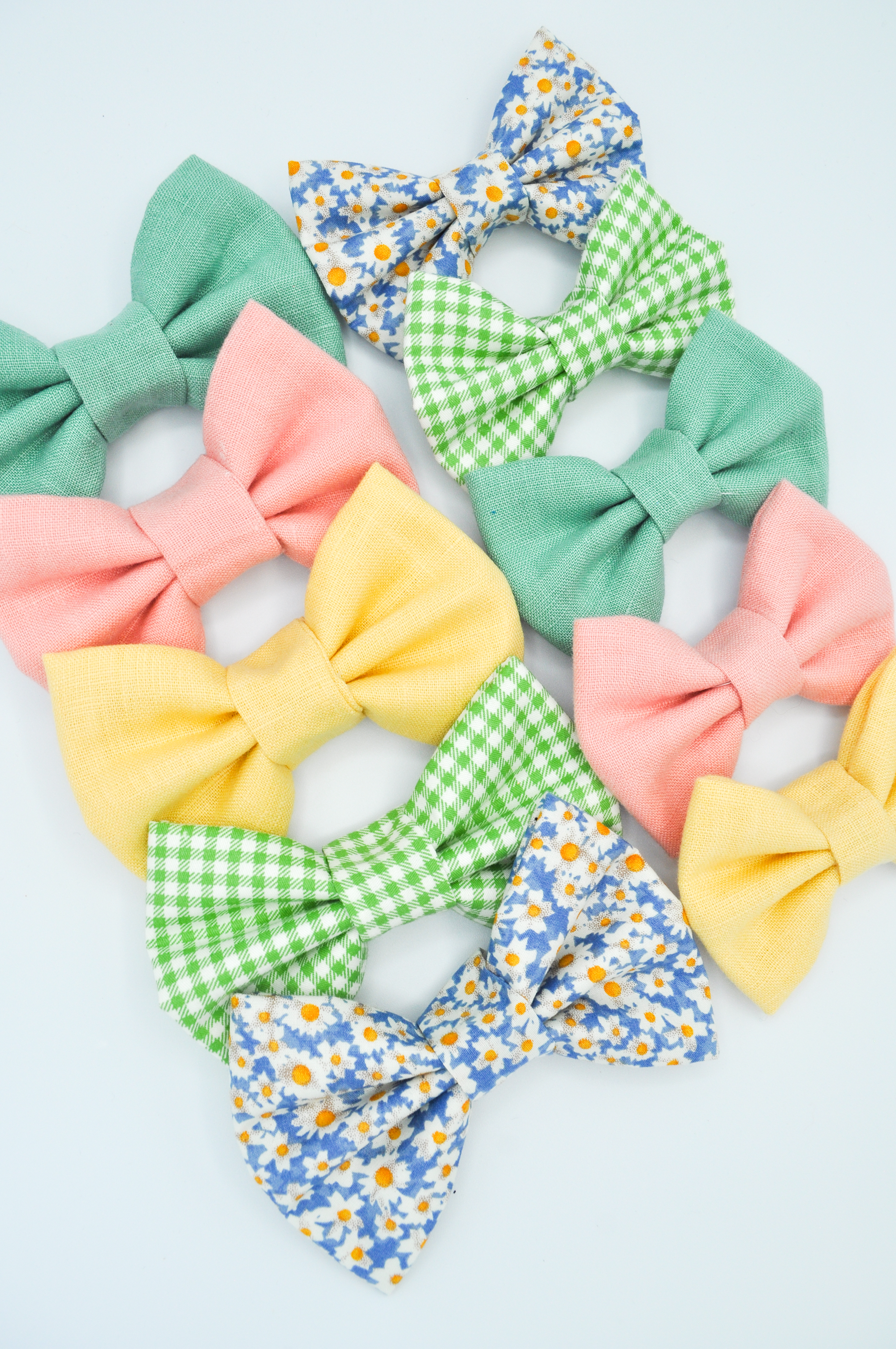 Peach Pink Linen Dog Bow Tie | Snap Over Collar Dog Bow Tie | Shop Sunny Tails