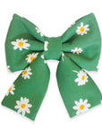 Blooming Daisies Green Dog Sailor Bow - SUNNY TAILS