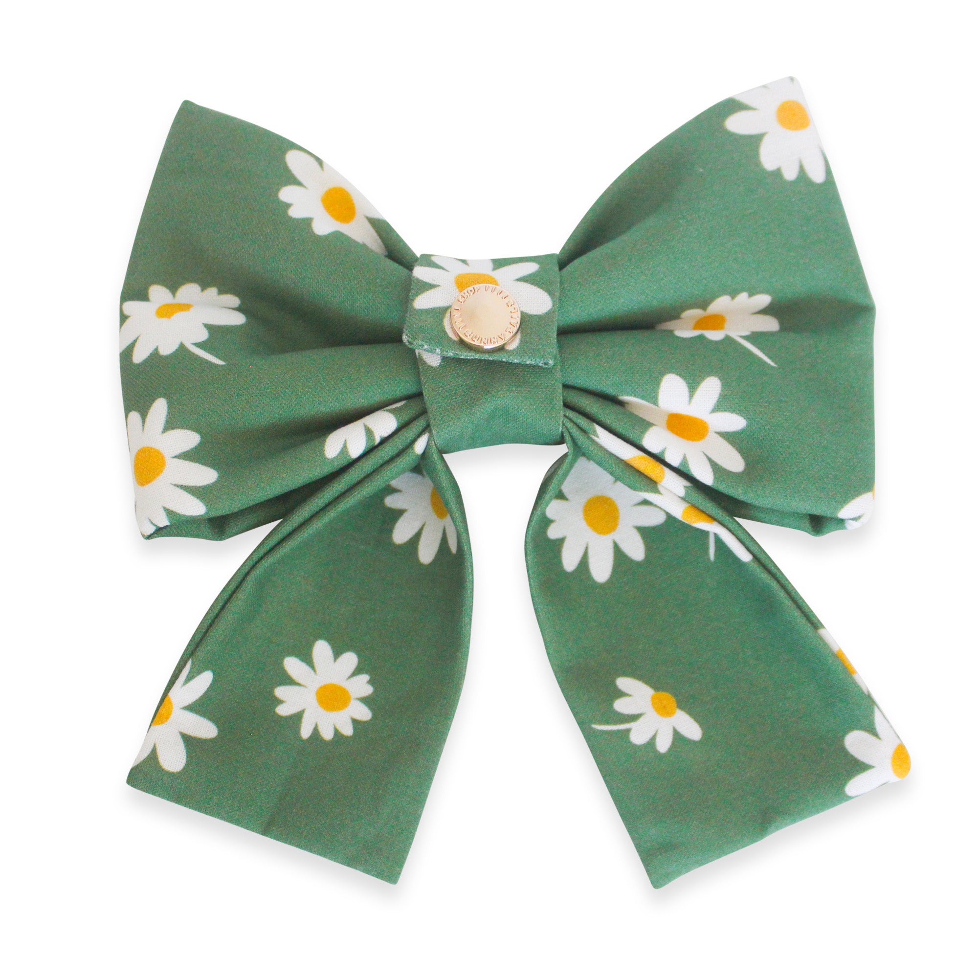 Blooming Daisies Green Dog Sailor Bow - SUNNY TAILS