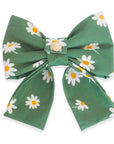 Blooming Daisies Green Dog Sailor Bow - SUNNY TAILS