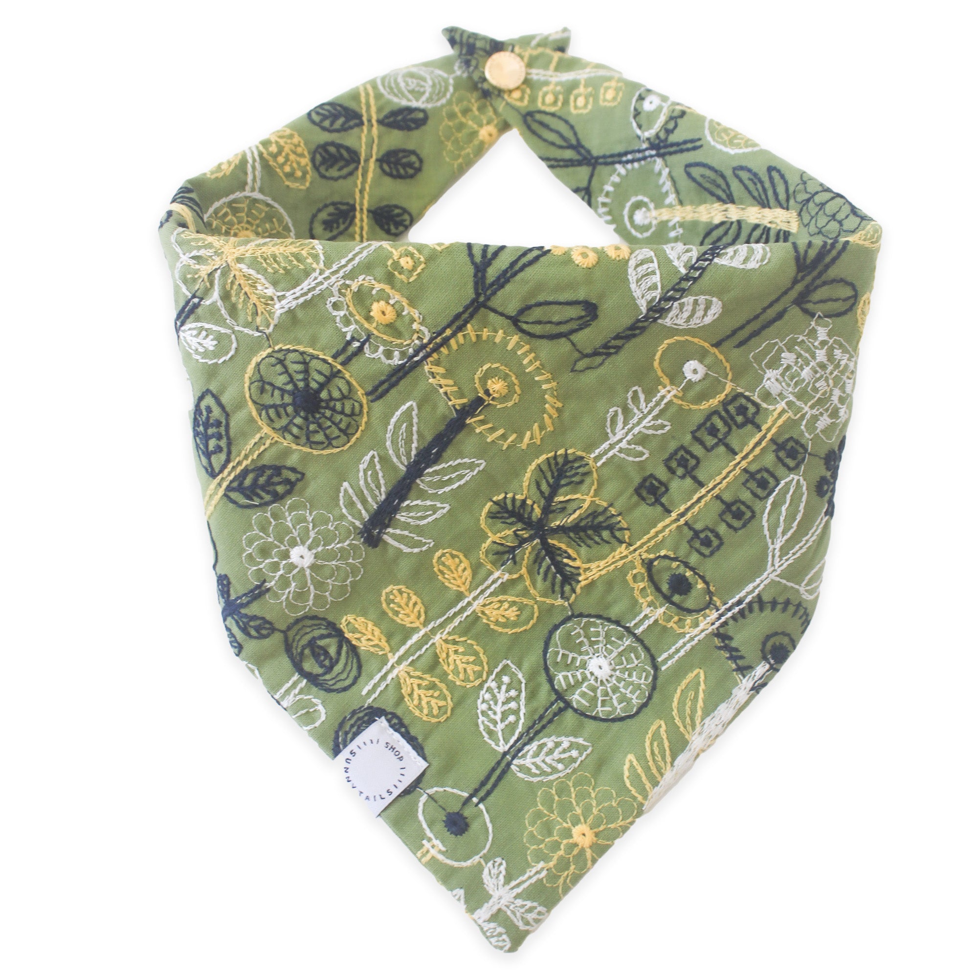 Embroidered Greenhouse Green Dog Bandana - SUNNY TAILS