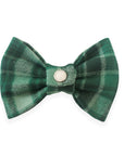 Forest Plaid Flannel Dog Bow Tie | Snap Over Collar Bow Tie | Shop Sunny Tails