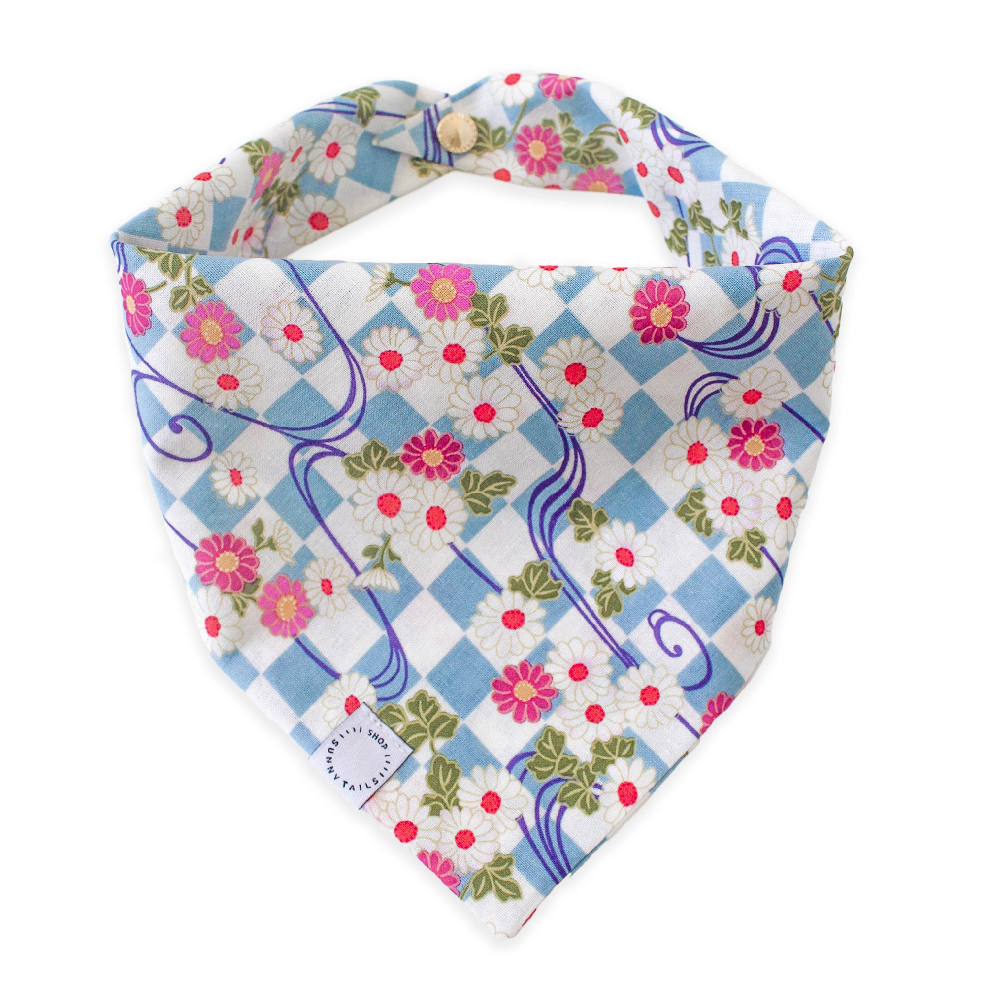 Floral Checkmate Gingham Dog Bandana - SUNNY TAILS