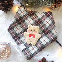 Holly Jolly Plaid Teddy Dog Bandana | Teddy Bear Dog Bandana | Shop Sunny Tails