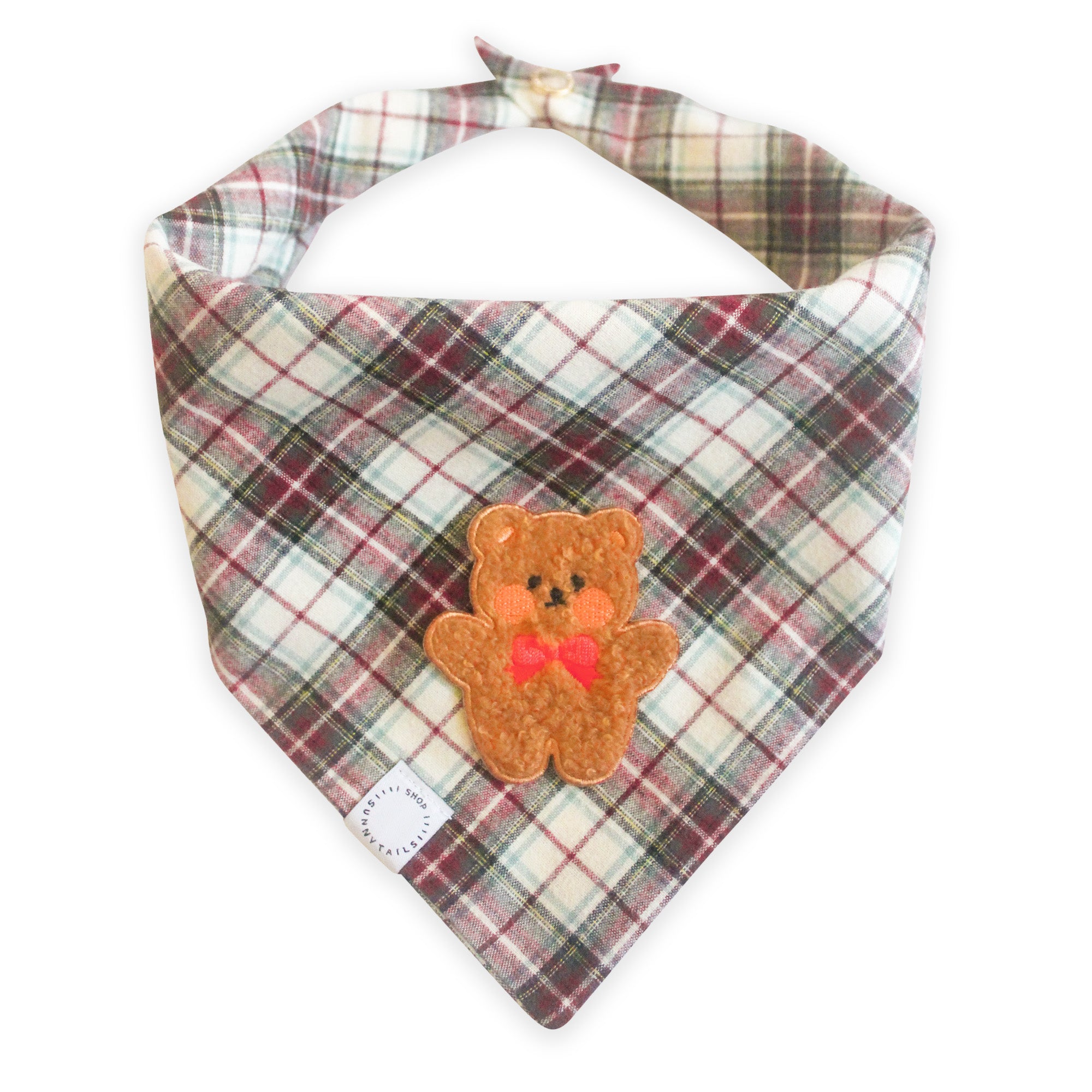 Holly Jolly Plaid Teddy Dog Bandana - SUNNY TAILS
