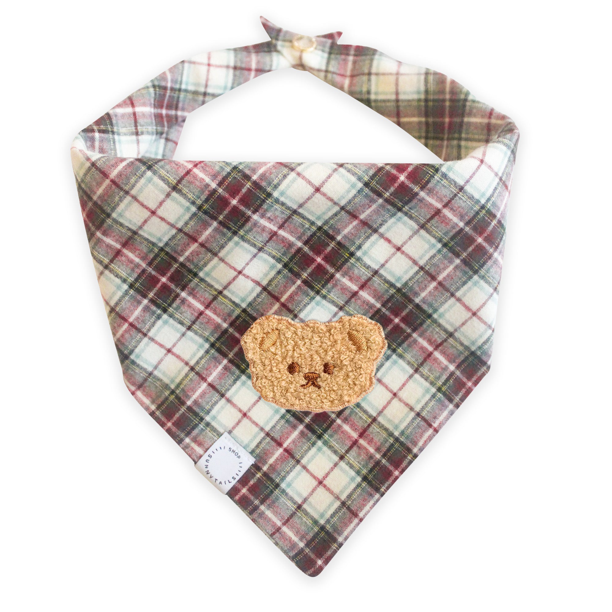 Holly Jolly Plaid Teddy Dog Bandana - SUNNY TAILS