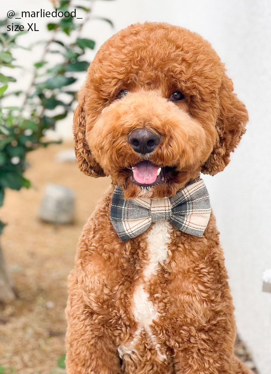 Woodland Plaid Flannel Dog Bow Tie | Snap Over Collar Bow Tie | Shop Sunny Tails