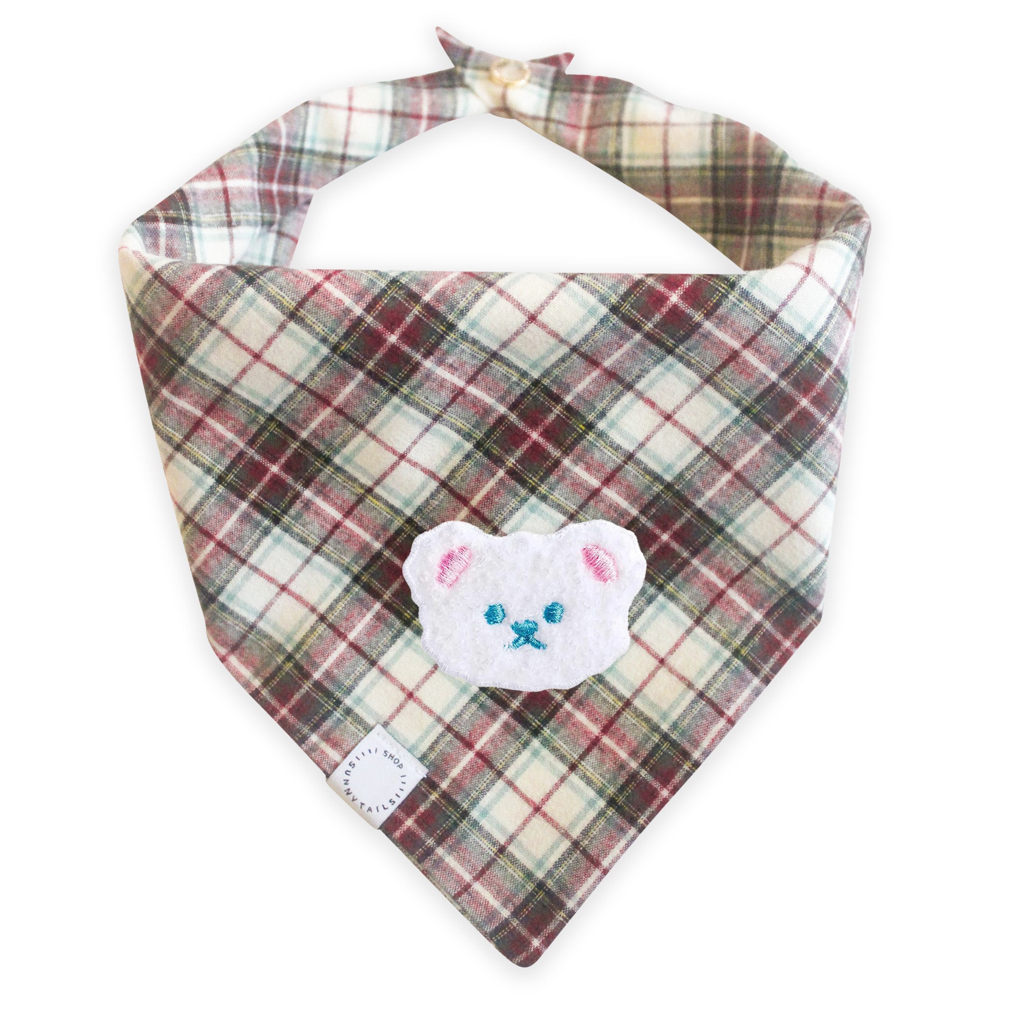 Holly Jolly Plaid Teddy Dog Bandana - SUNNY TAILS