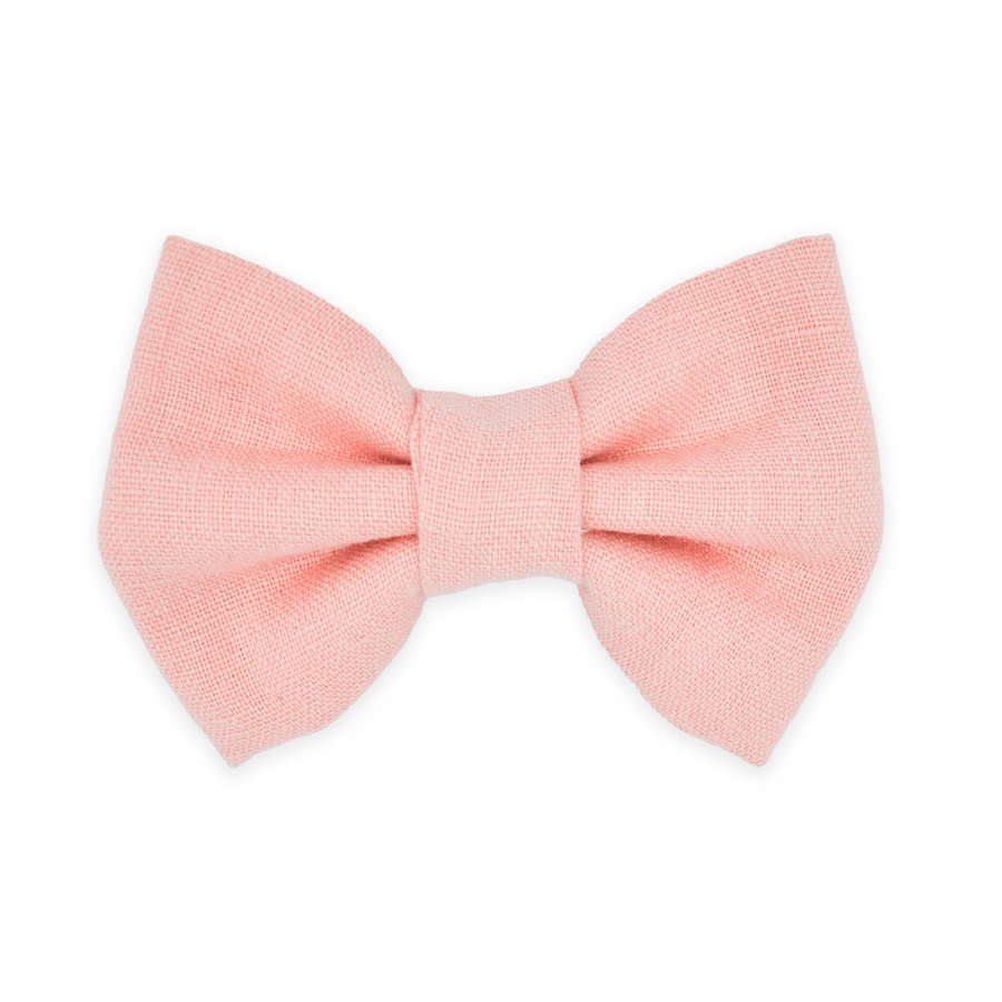 Peach Pink Linen Dog Bow Tie | Snap Over Collar Dog Bow Tie | Shop Sunny Tails