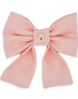 Peach Pink Linen Dog Sailor Bow - SUNNY TAILS
