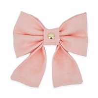 Peach Pink Linen Dog Sailor Bow