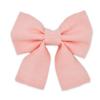 Peach Pink Linen Dog Sailor Bow