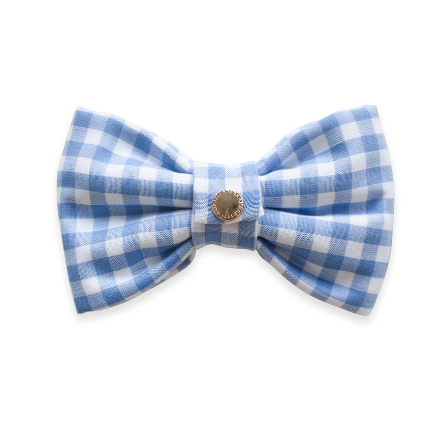 Periwinkle Blue Gingham Dog Bow Tie  | Spring Snap Over Collar Bow Tie | Shop Sunny Tails