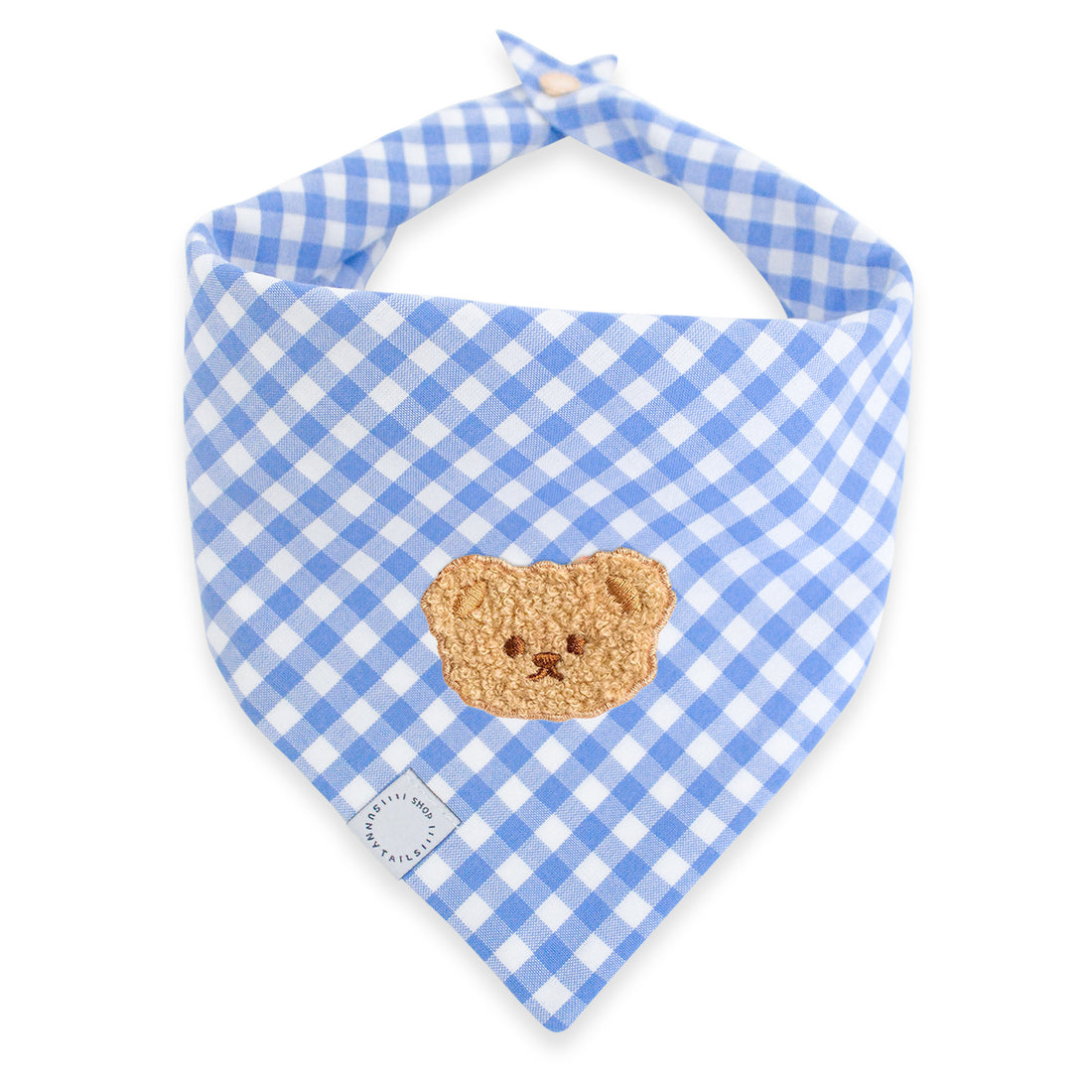 Periwinkle Blue Gingham Teddy Dog Bandana | Teddy Bear Dog Bandana | Shop Sunny Tails