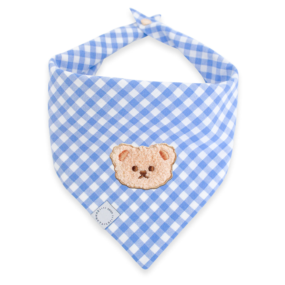 Periwinkle Blue Gingham Teddy Dog Bandana | Teddy Bear Dog Bandana | Shop Sunny Tails