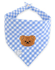 Periwinkle Blue Gingham Teddy Dog Bandana | Teddy Bear Dog Bandana | Shop Sunny Tails