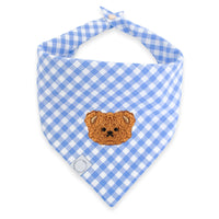 Periwinkle Blue Gingham Teddy Dog Bandana | Teddy Bear Dog Bandana | Shop Sunny Tails