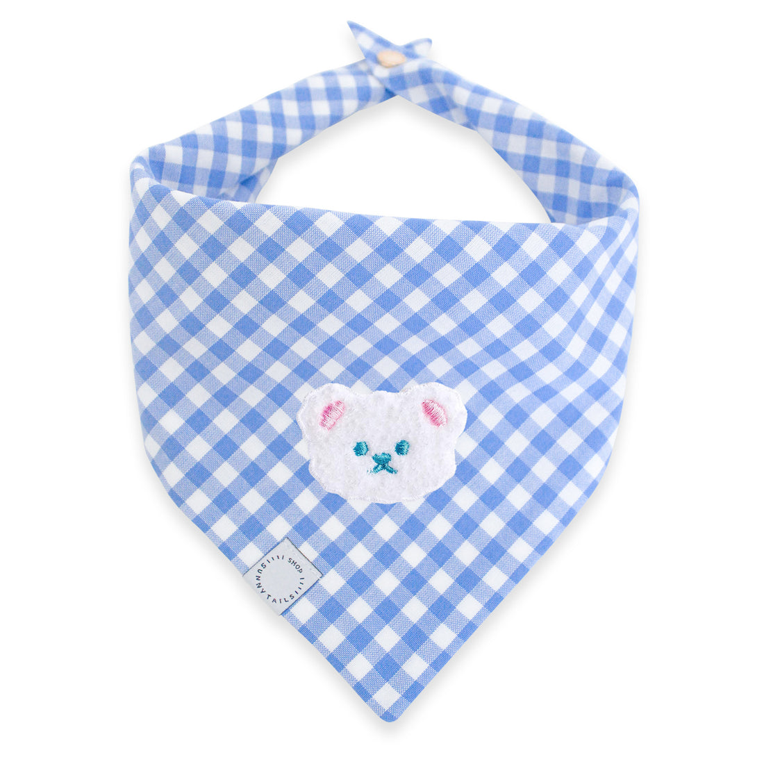 Periwinkle Blue Gingham Teddy Dog Bandana | Teddy Bear Dog Bandana | Shop Sunny Tails