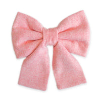 Pink Herringbone Flannel Dog Sailor Bow
