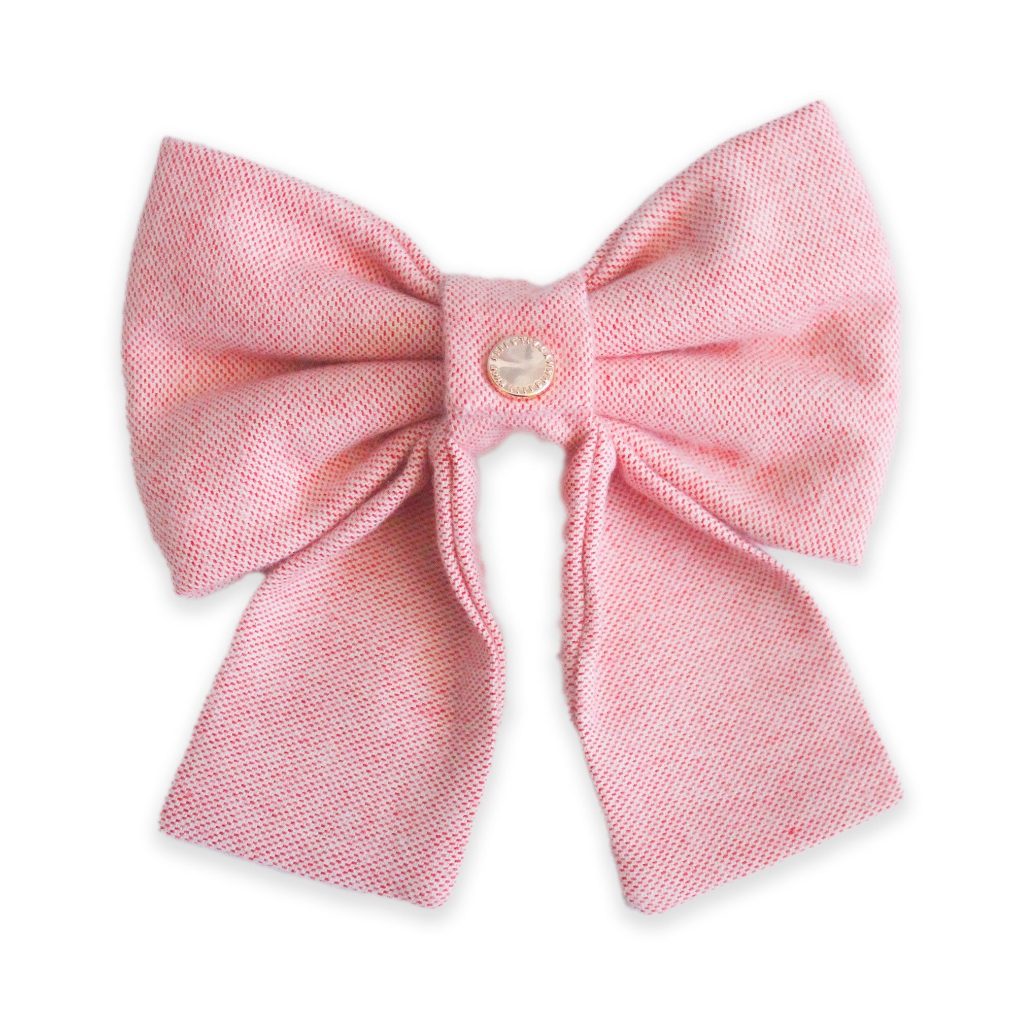 Pink Herringbone Flannel Dog Sailor Bow - SUNNY TAILS