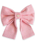 Pink Herringbone Flannel Dog Sailor Bow - SUNNY TAILS