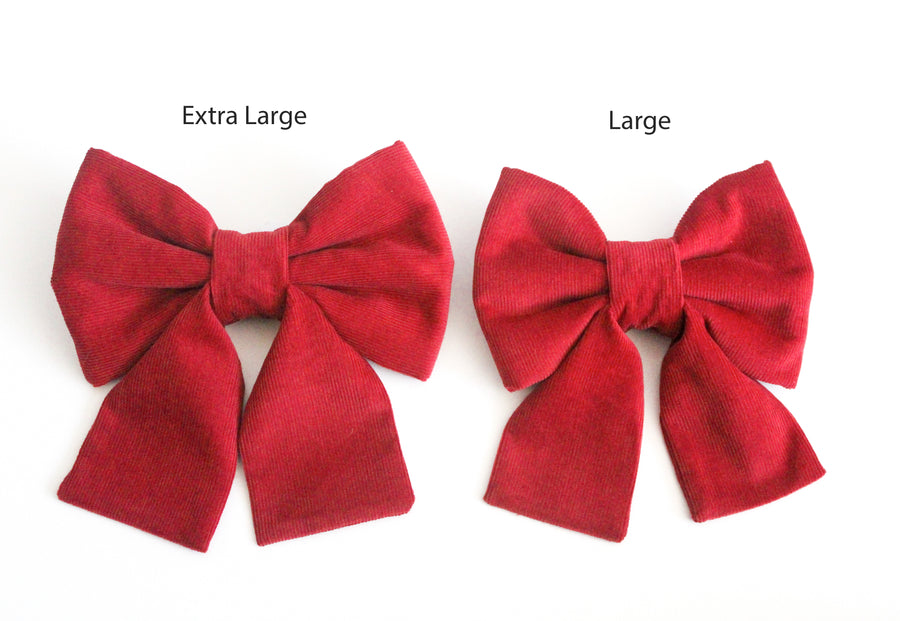 LNY Red Corduroy Dog Sailor Bow | Valentines Dog Sailor Bow | Shop Sunny Tails