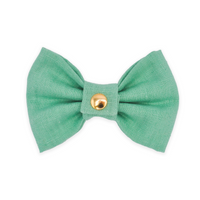 Sage Green Linen Match Dog Bow Tie | Snap Over Collar Bow Tie | Shop Sunny Tails