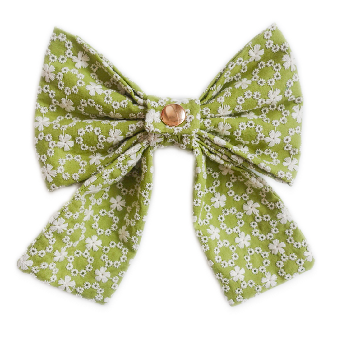 Olive Eyelet Sailor Dog Bow Tie